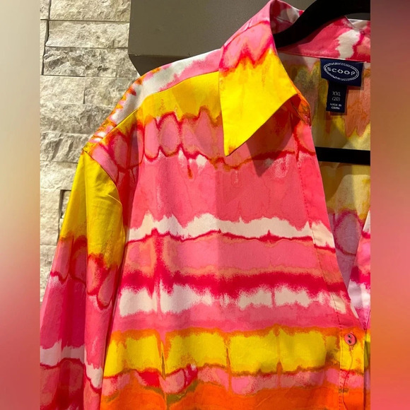 Scoop long sleeve print and yellow graphic dress size XXL/20 - Picture 4 of 12